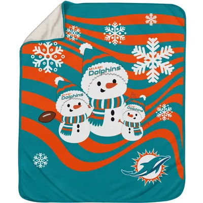 Miami Dolphins Retro Stripe Flannel Fleece Blanket