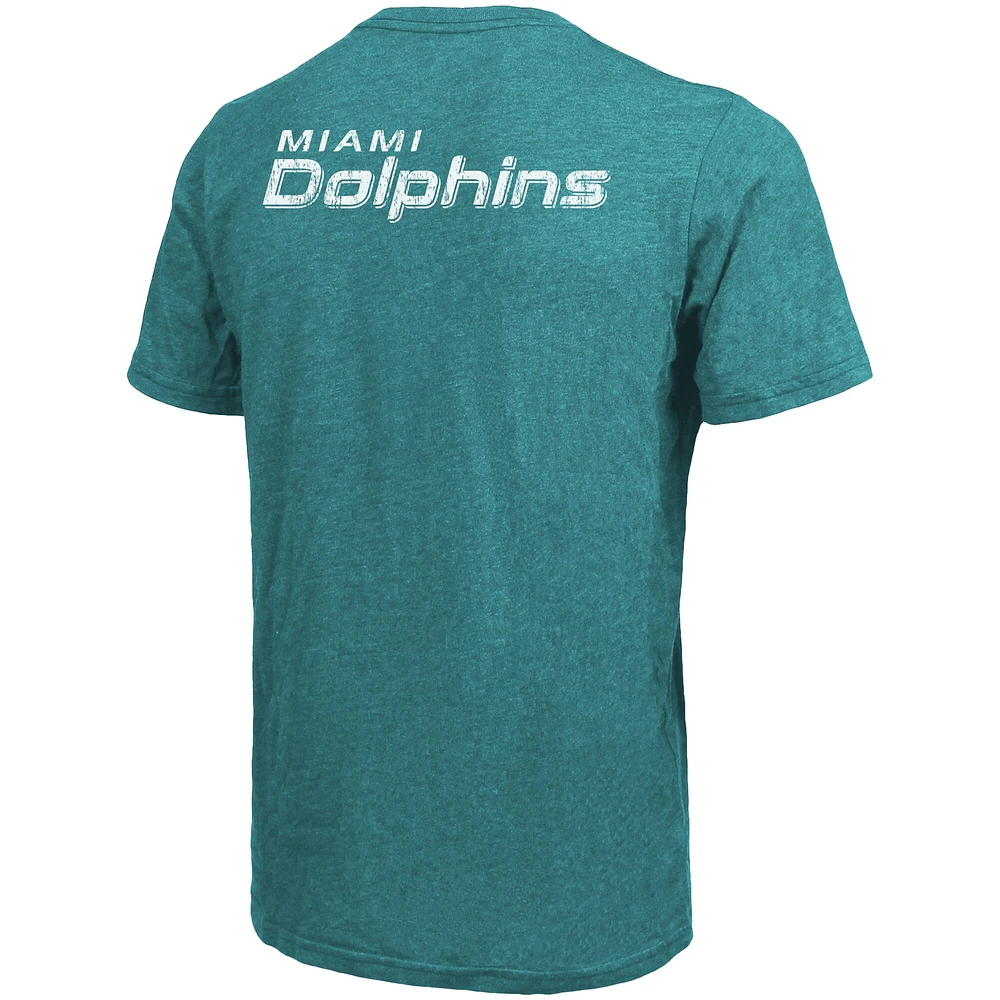 Miami Dolphins Majestic Threads Tri-Blend Pocket T-Shirt - Aqua