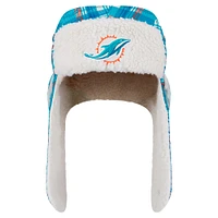 New Era Aqua Miami Dolphins Sideline Plaid Sherpa Trapper Hat