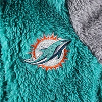 Grenouillère en polaire à fermeture éclair pour nouveau-né et bébé, motif Game Nap des Miami Dolphins, couleur aqua/gris