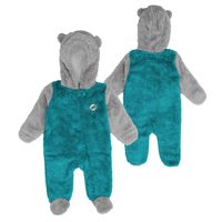 Newborn & Infant Aqua/Gray Miami Dolphins Game Nap Teddy Fleece Bunting - Full-Zip Sleeper