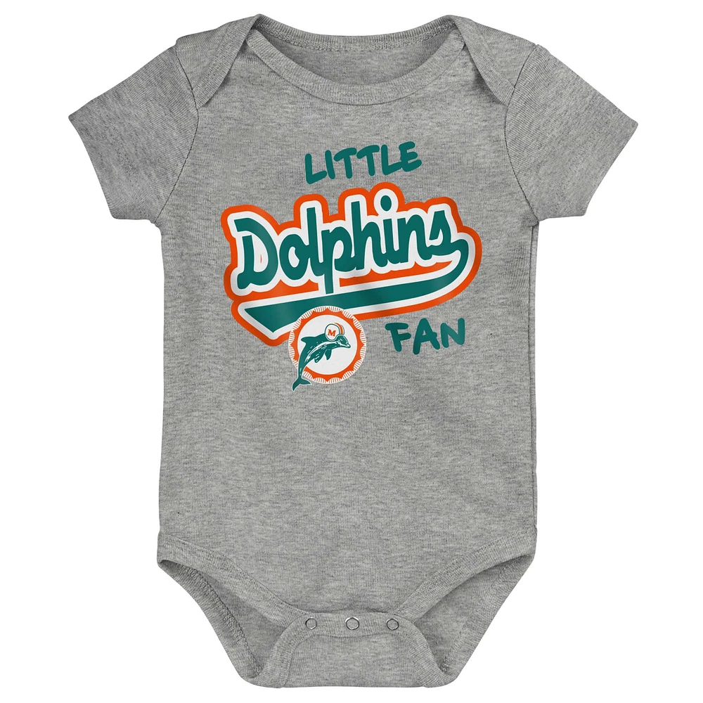 Body gris chiné pour nouveau-né et bébé Miami Dolphins Retro Little Baller