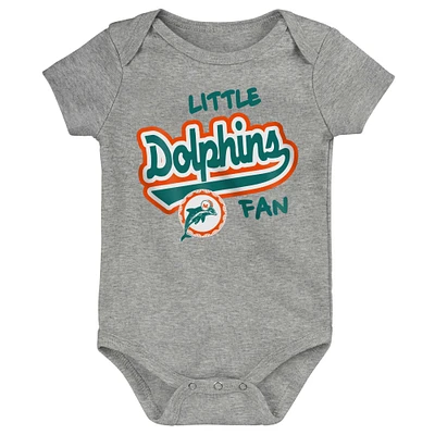 Newborn & Infant Heather Gray Miami Dolphins Retro Little Baller Bodysuit