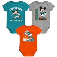 Newborn & Infant Miami Dolphins 3-Peat 3-Pack Bodysuit Set