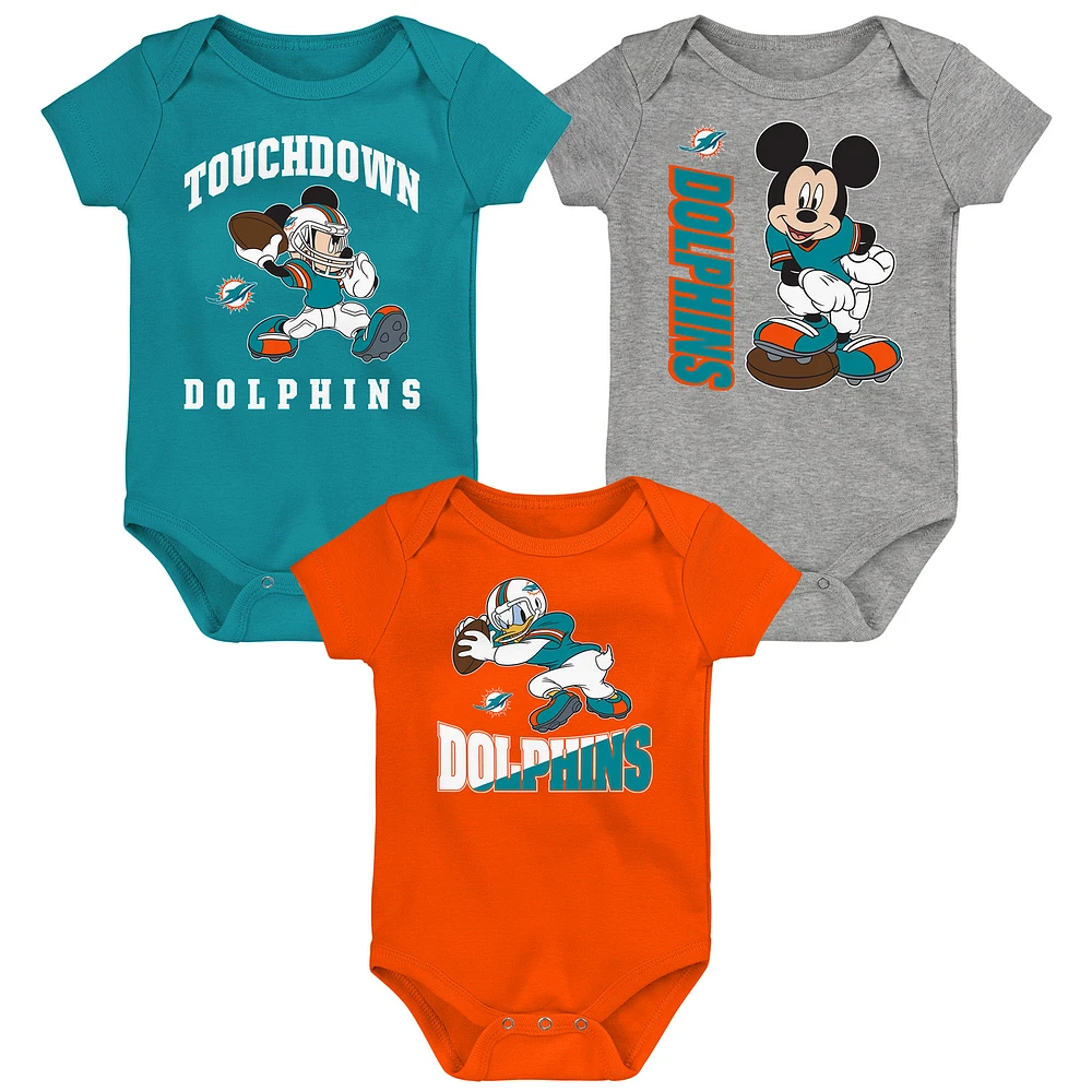 Ensemble de 3 bodies pour nouveau-né et bébé Miami Dolphins 3-Peat