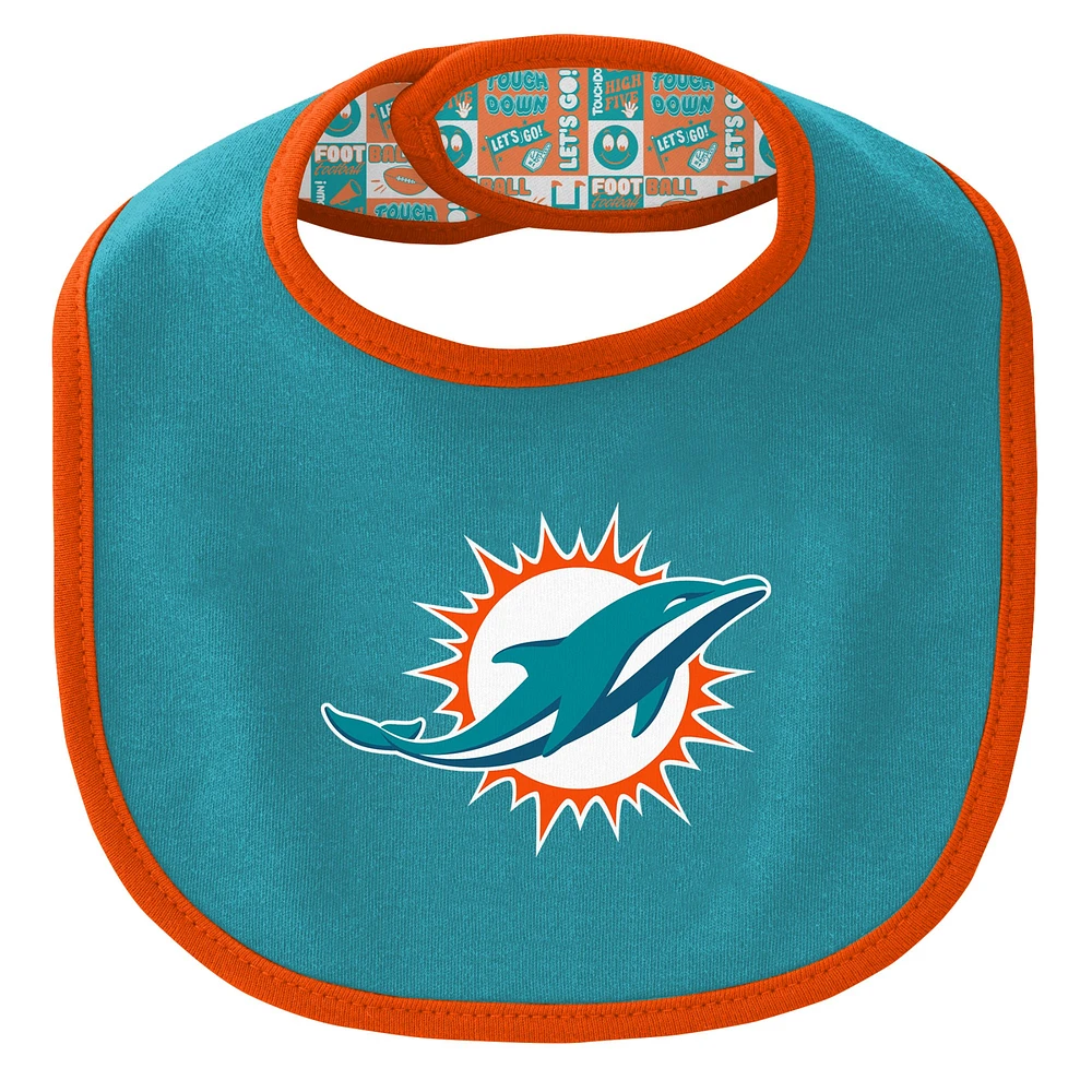 Newborn & Infant Miami Dolphins Dynamic Duo Bodysuit, Bib Hat Set