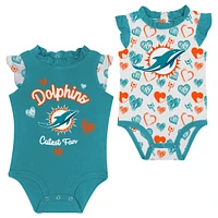 Newborn & Infant Miami Dolphins Happy Hearts 2-Piece Bodysuit Set