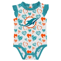 Newborn & Infant Miami Dolphins Happy Hearts 2-Piece Bodysuit Set