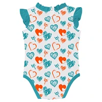 Newborn & Infant Miami Dolphins Happy Hearts 2-Piece Bodysuit Set