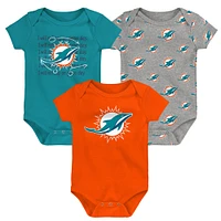 Ensemble de 3 bodies pour nouveau-né et bébé Miami Dolphins Team Starter