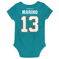 Newborn & Infant Mitchell Ness Dan Marino Aqua Miami Dolphins Retro Name Number Bodysuit