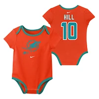 Ensemble de 3 bodies Nike Tyreek Hill Miami Dolphins pour nouveau-né et bébé avec nom numéro