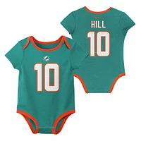 Ensemble de 3 bodies Nike Tyreek Hill Miami Dolphins pour nouveau-né et bébé avec nom numéro