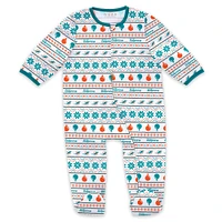 Ensemble pyjama et bavoir à fermeture éclair pour nouveau-né bébé par Erin Andrews Miami Dolphins Allover Print