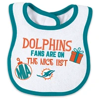 Ensemble pyjama et bavoir à fermeture éclair pour nouveau-né bébé par Erin Andrews Miami Dolphins Allover Print