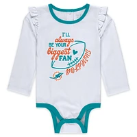 Ensemble trois pièces pour nouveau-né et bébé WEAR par Erin Andrews Miami Dolphins : body à manches longues, tutu pantalon de survêtement