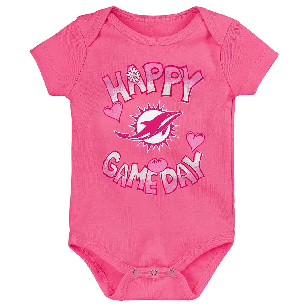 Body rose pour nouveau-né « Happy Gameday » des Miami Dolphins