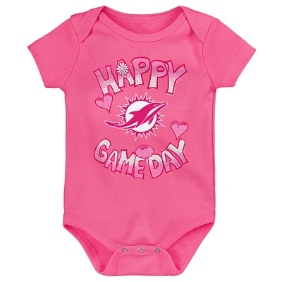 Newborn Pink Miami Dolphins Happy Gameday Bodysuit