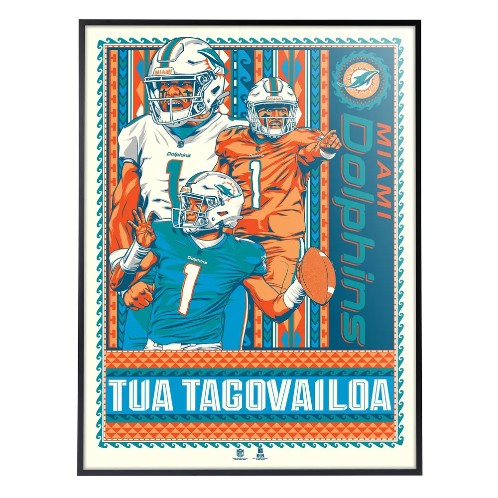 Tua Tagovailoa Signed Framed Teal Nike Miami Dolphins Football