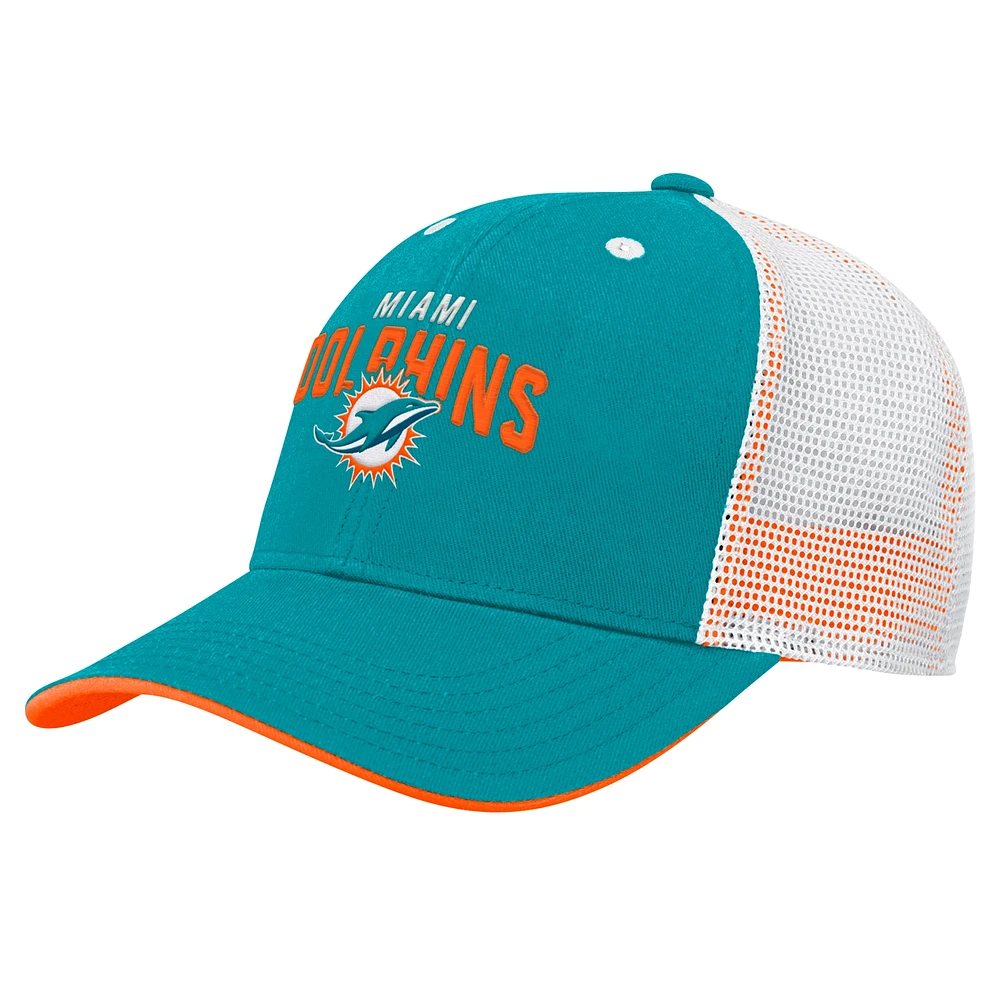 Casquette réglable Aqua Miami Dolphins Core Lockup Trucker pour enfants d'âge préscolaire