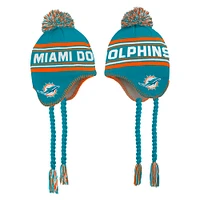 Bonnet en tricot jacquard à pompon Aqua Miami Dolphins pour enfants d'âge préscolaire