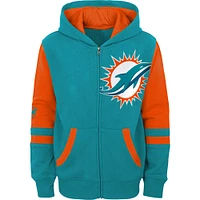 Preschool Aqua Miami Dolphins Stadium Color Block Full-Zip Hoodie