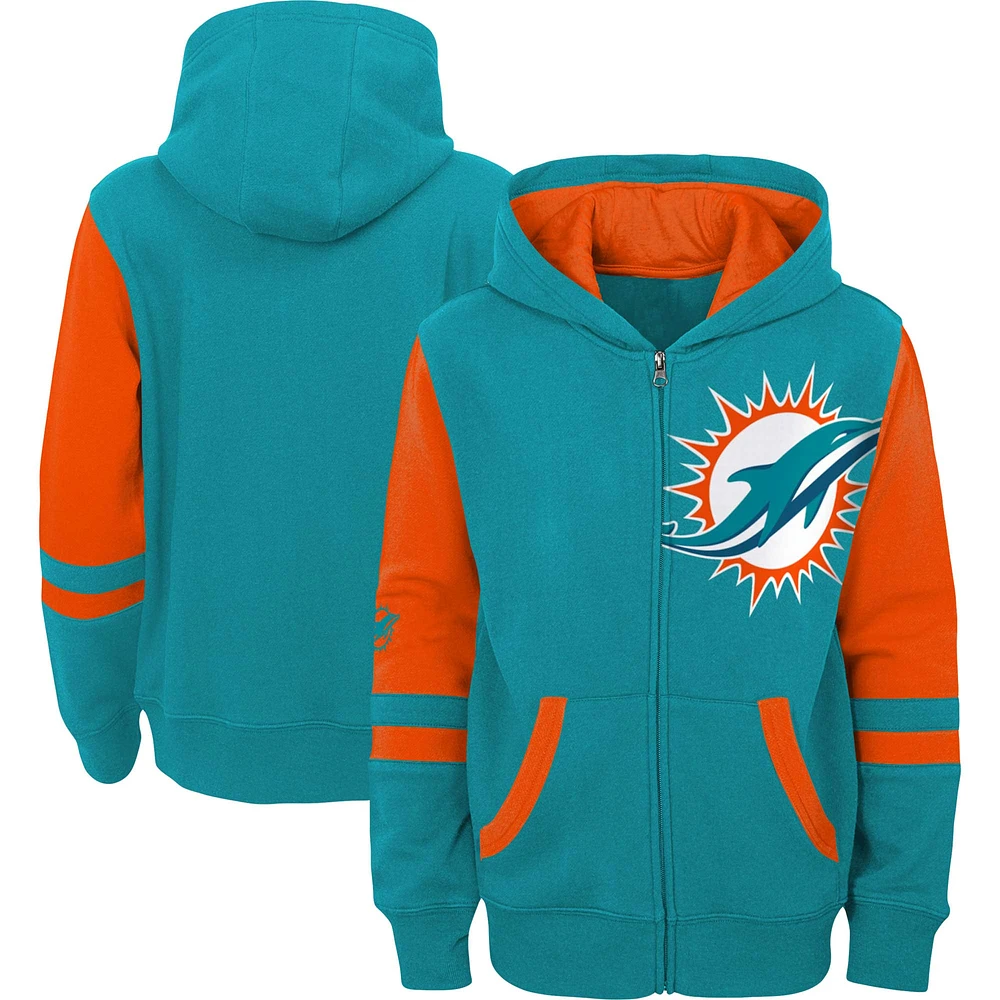 Preschool Aqua Miami Dolphins Stadium Color Block Full-Zip Hoodie