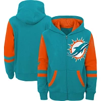 Preschool Aqua Miami Dolphins Stadium Color Block Full-Zip Hoodie