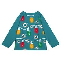 Preschool Miami Dolphins Two-Piece Garland Holiday Long Sleeve Pajama Set