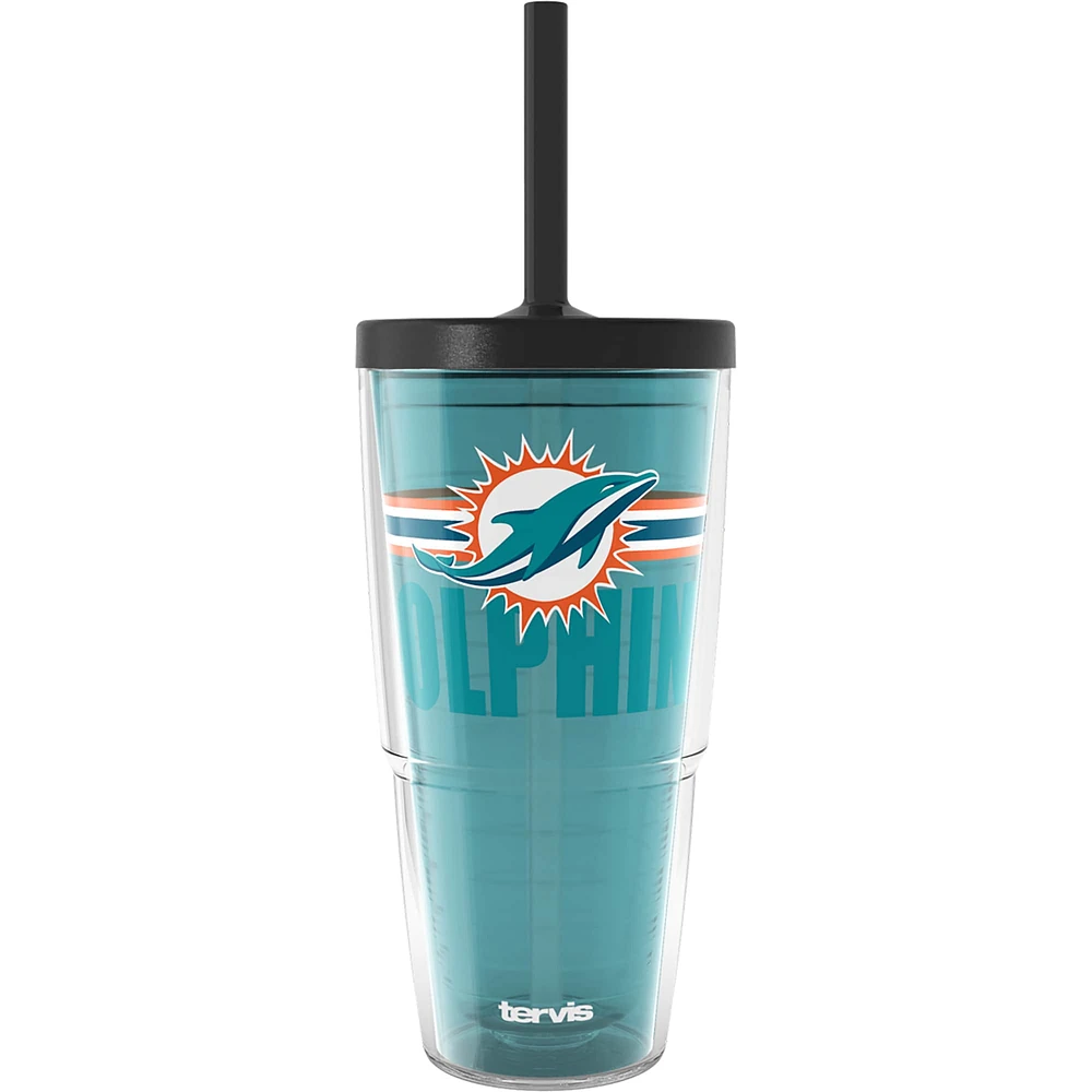 Gobelet classique Tervis Miami Dolphins de 24 oz avec couvercle à paille Go the Distance