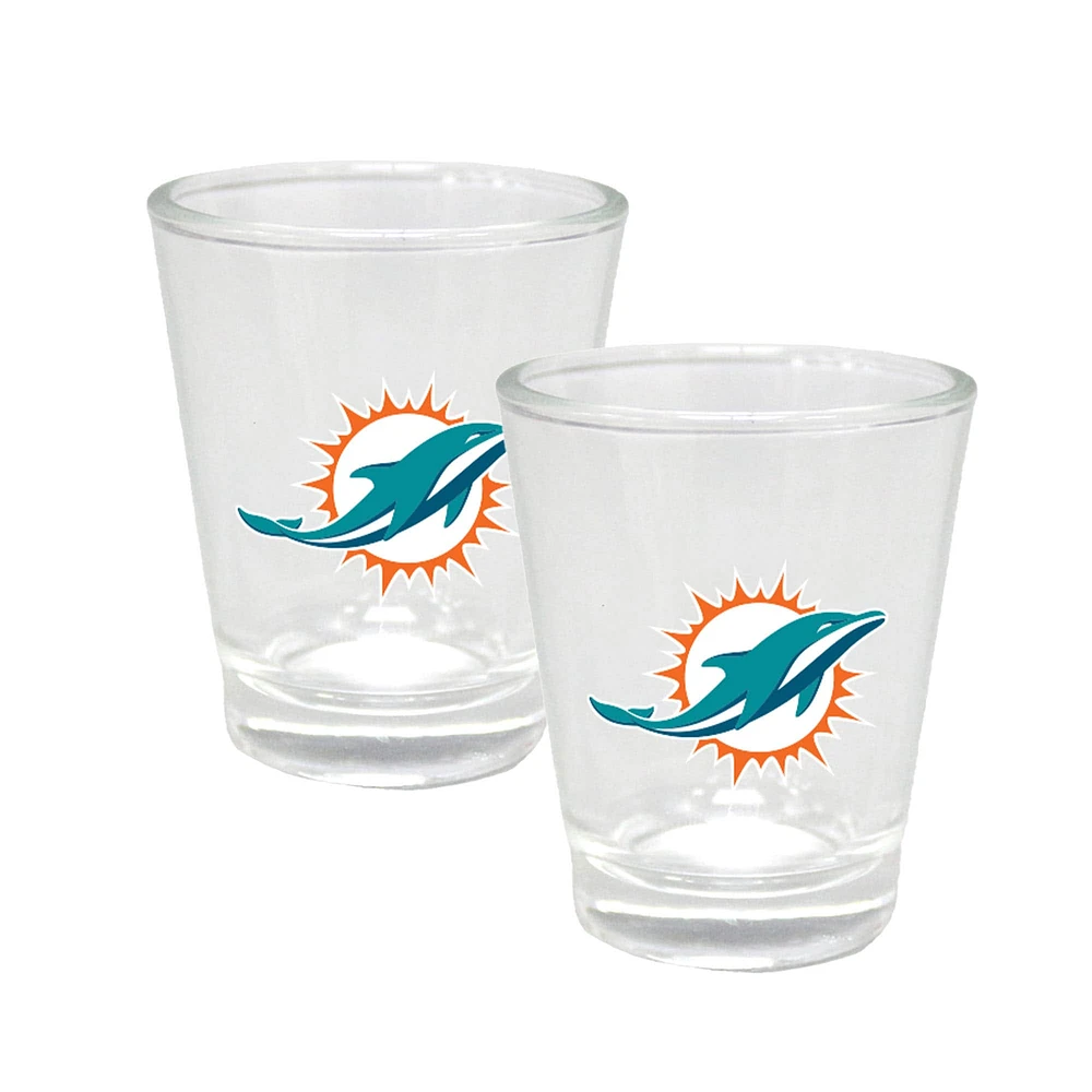 Ensemble de trois flasques en cuir de 227 ml et de verres à liqueur de 60 ml des Miami Dolphins de The Memory Company