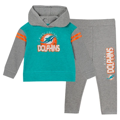 Ensemble deux pièces pour tout-petits avec haut à capuche manches longues et leggings Miami Dolphins Club House