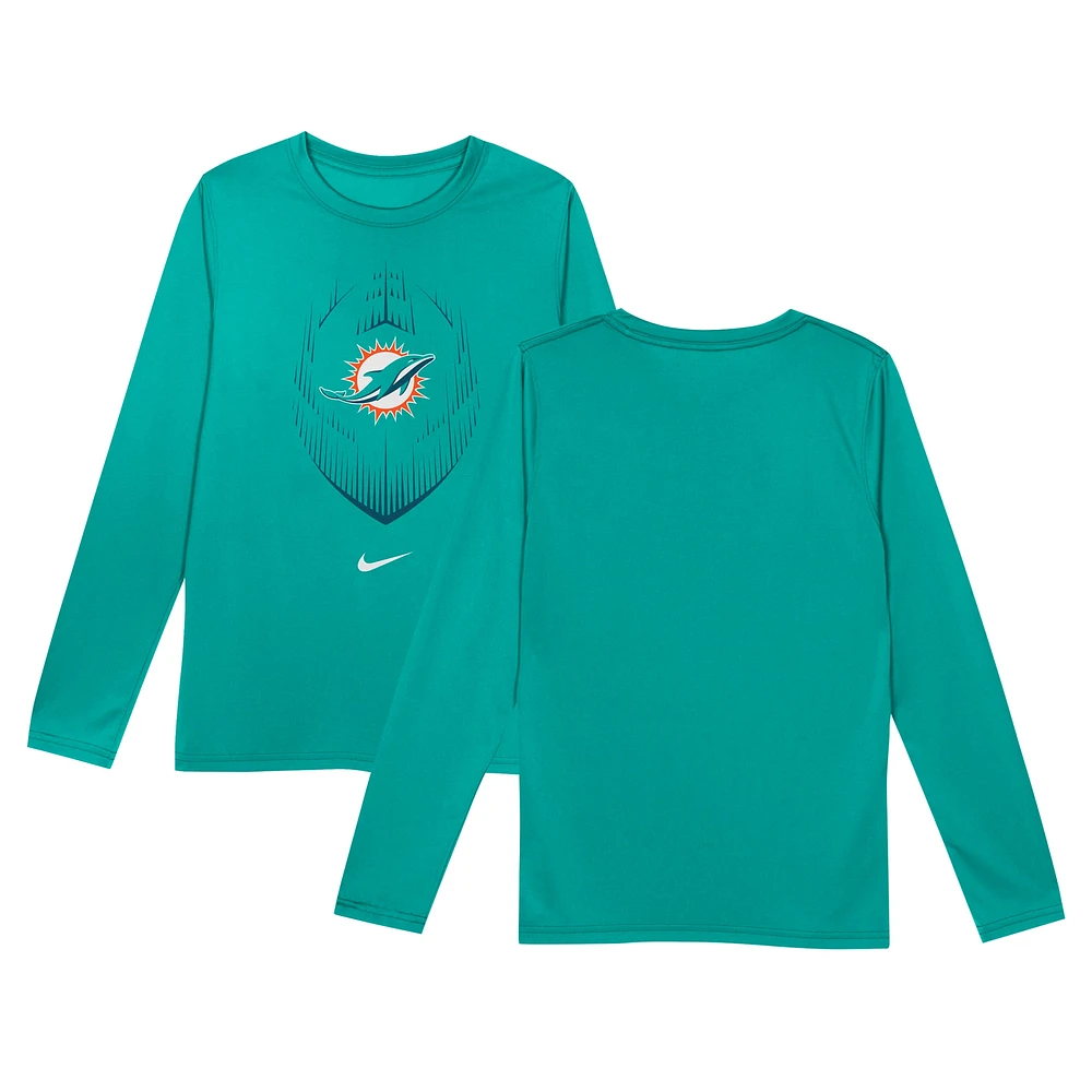 T-shirt à manches longues Nike Aqua Miami Dolphins Legend Icon pour tout-petit