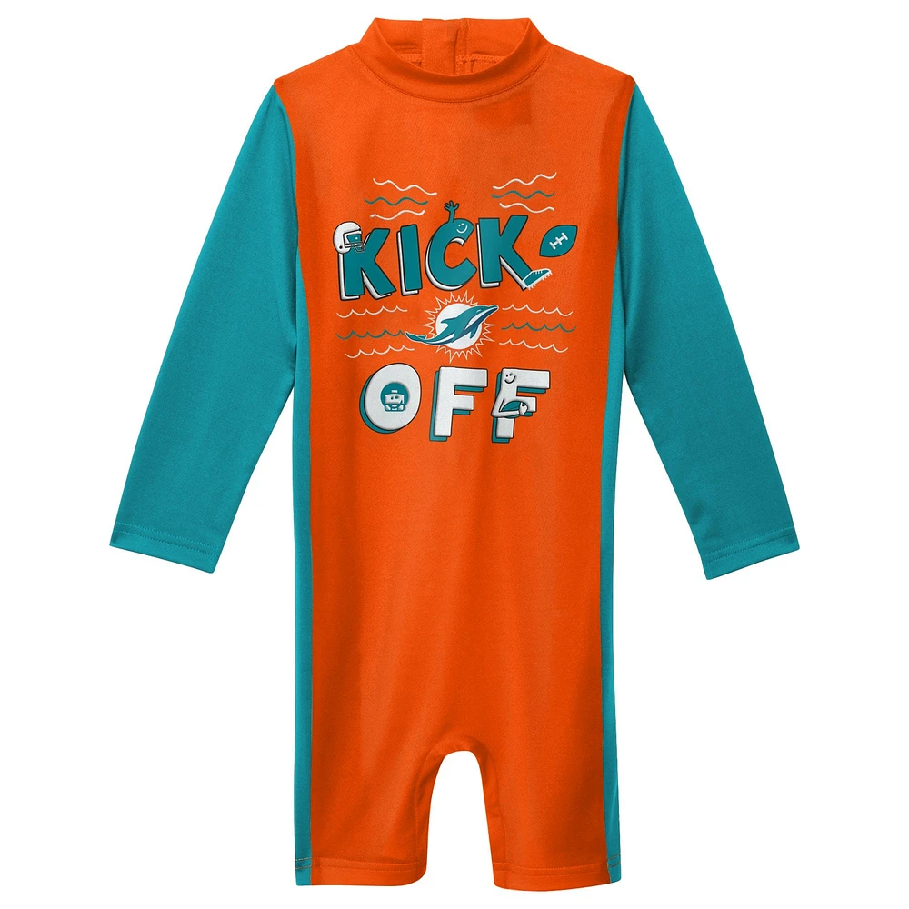 Combinaison de surf à manches longues orange Miami Dolphins Wave Runner pour tout-petits