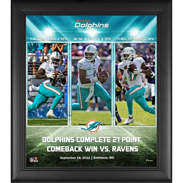 Lids Tua Tagovailoa, Jaylen Waddle & Tyreek Hill Miami Dolphins Fanatics  Authentic Framed 15' x 17' 21-Point Comeback vs. Baltimore Ravens Collage