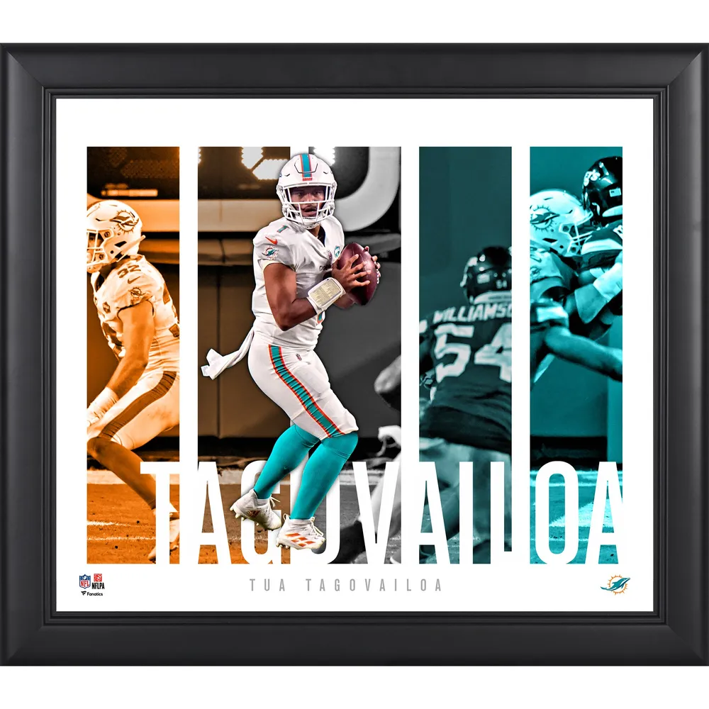 TUA TAGOVAILOA Miami Dolphins Framed 15 x 17 Game Used Football