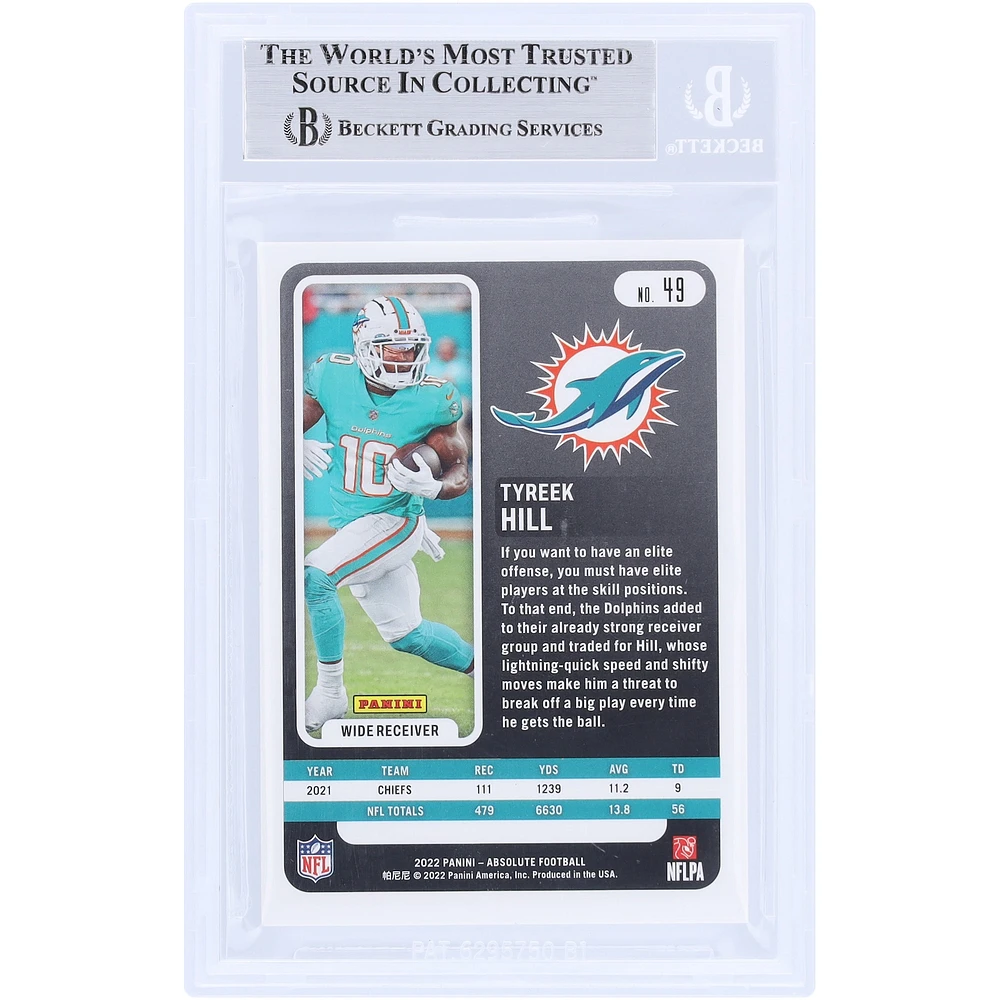 Tyreek Hill Miami Dolphins Autographed 2022 Panini Absolute Spectrum Red #49 #/100 Beckett Fanatics Witnessed Authenticated Card