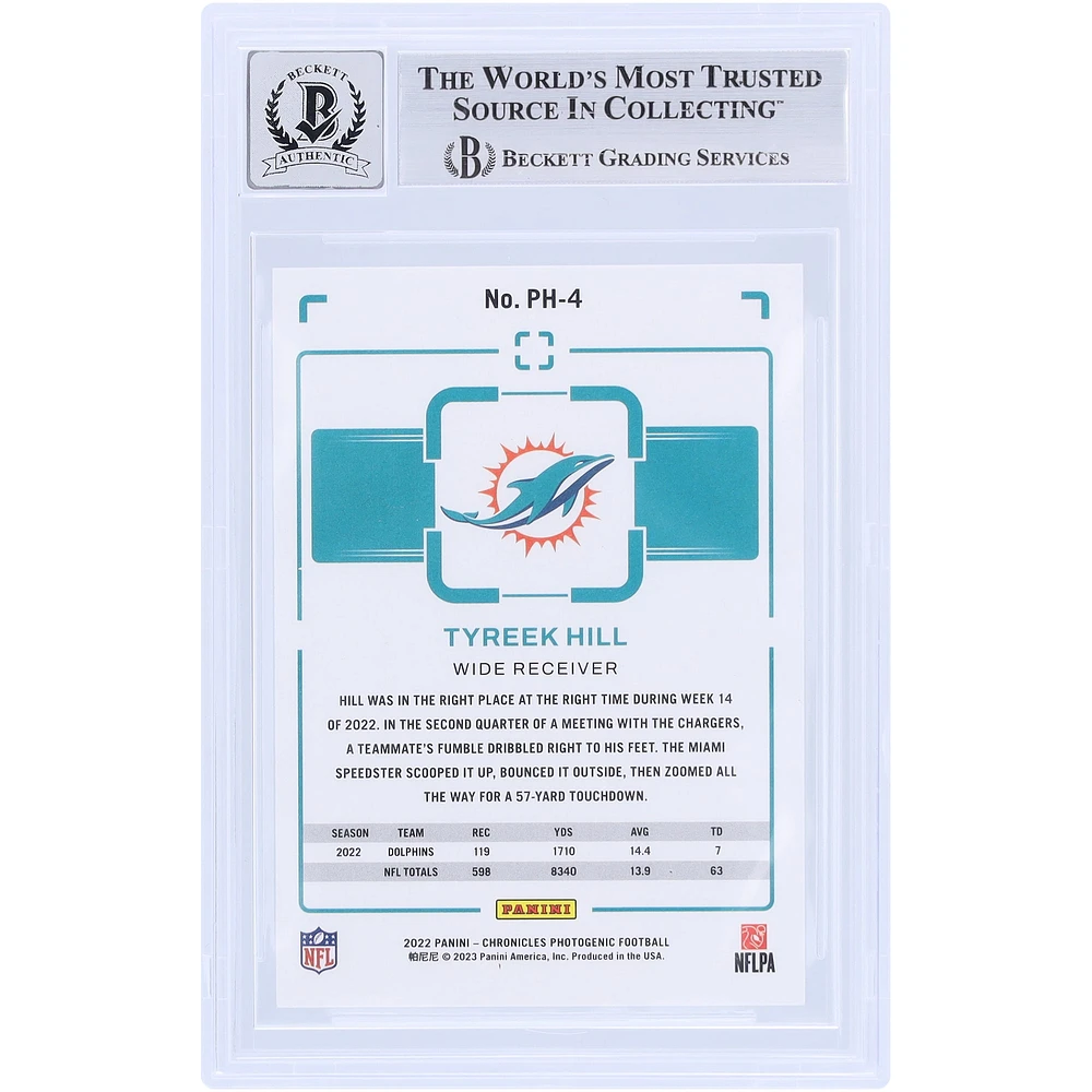 Tyreek Hill Miami Dolphins Autographed 2022 Panini Chronicles Photogenic Red #PH-4 #/199 Beckett Fanatics Witnessed Authenticated 10 Card