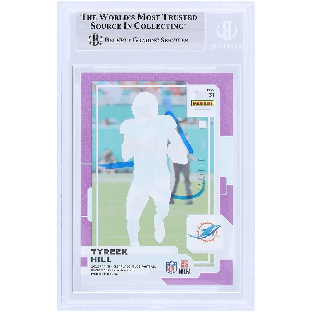 Tyreek Hill Miami Dolphins Autographed 2022 Panini Clearly Donruss Purple #31 #/175 Beckett Fanatics Witnessed Authenticated Card