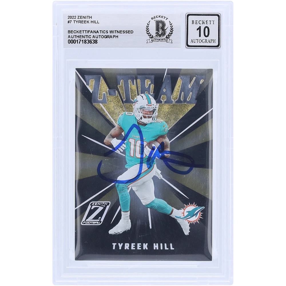Tyreek Hill Miami Dolphins Autographed 2022 Panini Zenith Z-Team #ZT-7 Beckett Fanatics Witnessed Authenticated 10 Card