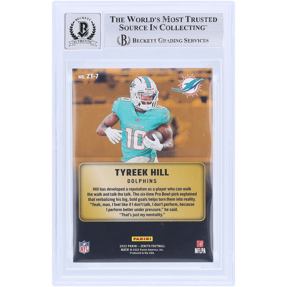 Tyreek Hill Miami Dolphins Autographed 2022 Panini Zenith Z-Team #ZT-7 Beckett Fanatics Witnessed Authenticated 10 Card