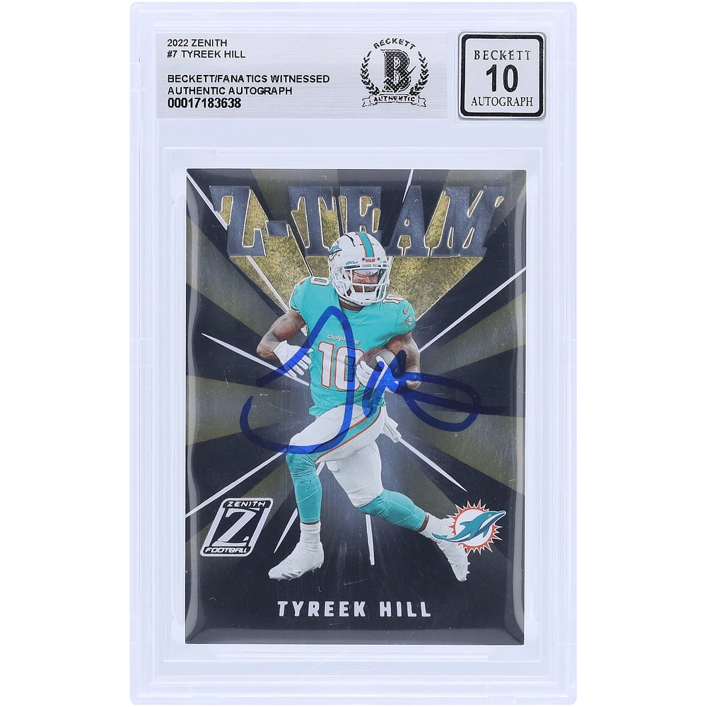 Tyreek Hill Miami Dolphins Autographed 2022 Panini Zenith Z-Team #ZT-7 Beckett Fanatics Witnessed Authenticated 10 Card