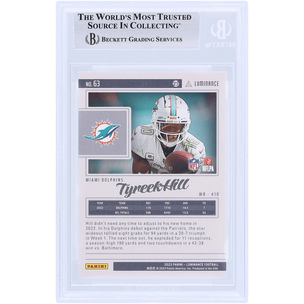 Tyreek Hill Miami Dolphins Autographed 2023 Panini Luminance Gold #63 #/250 Beckett Fanatics Witnessed Authenticated Card