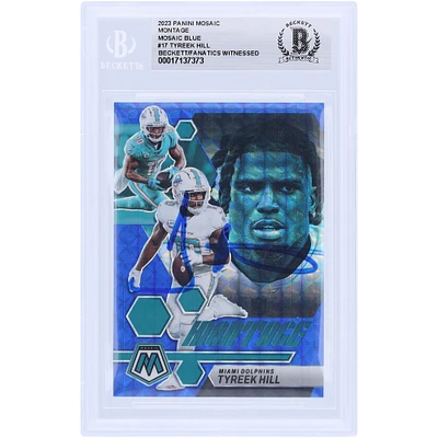 Tyreek Hill Miami Dolphins Autographed 2023 Panini Mosaic Montage Mosaic Blue #M-17 #/99 Beckett Fanatics Witnessed Authenticated Card