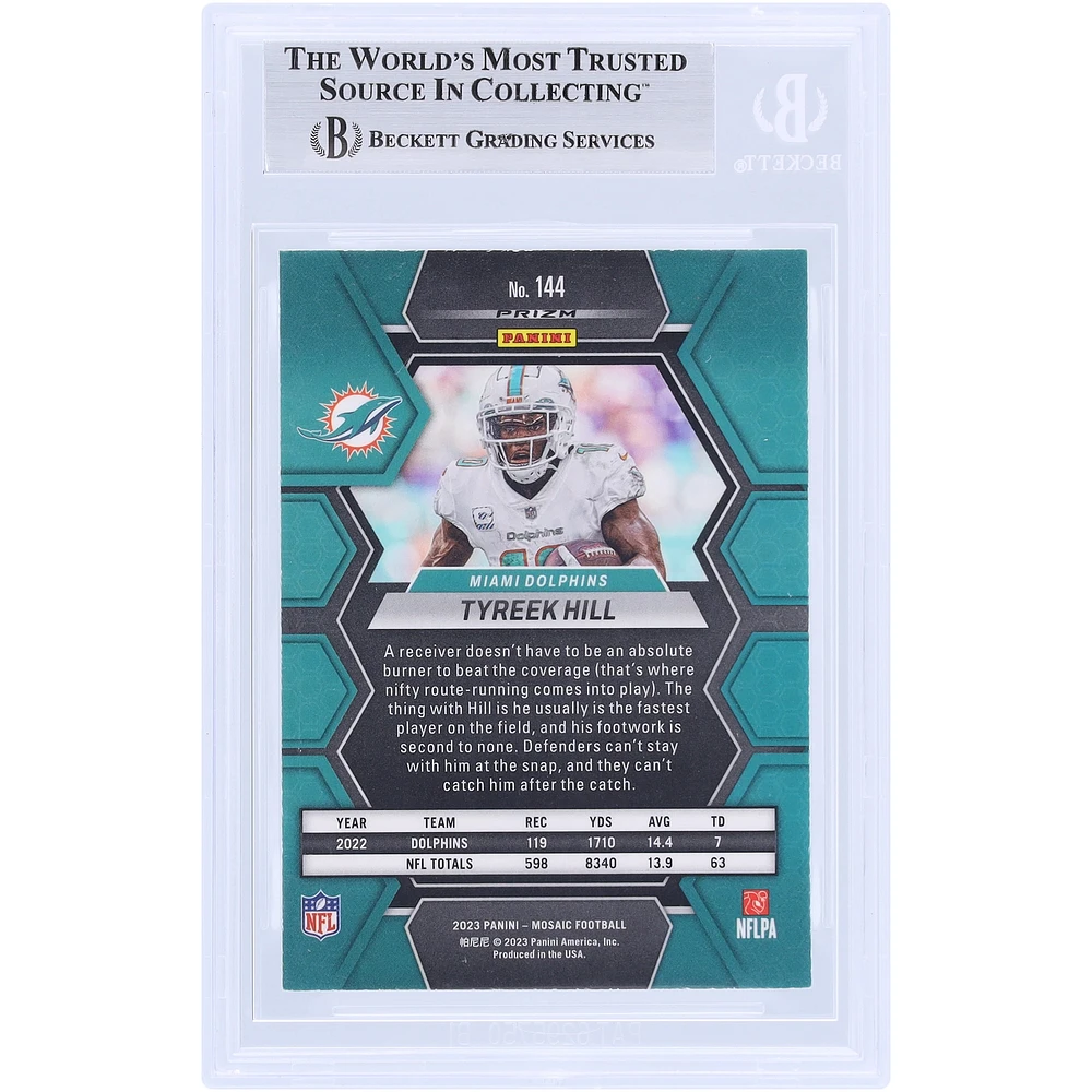 Tyreek Hill Miami Dolphins Autographed 2023 Panini Mosaic Mosaic Silver #144 Beckett Fanatics Witnessed Authenticated Card