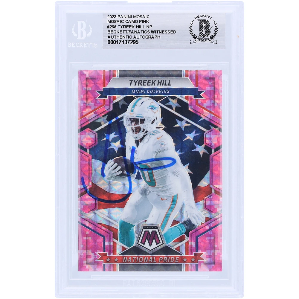 Tyreek Hill Miami Dolphins Autographed 2023 Panini Mosaic National Pride Mosaic Camo Pink #268 Beckett Fanatics Witnessed Authenticated Card