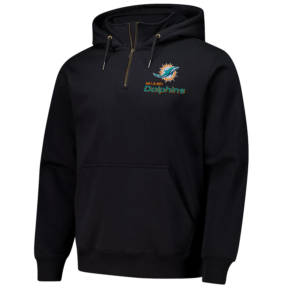 Sweat à capuche unisexe Dunbrooke Black Miami Dolphins Defender fermeture éclair quart de tour