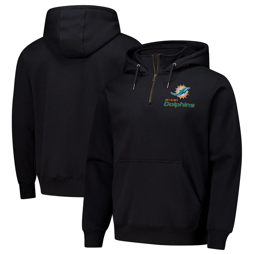 Sweat à capuche unisexe Dunbrooke Black Miami Dolphins Defender fermeture éclair quart de tour