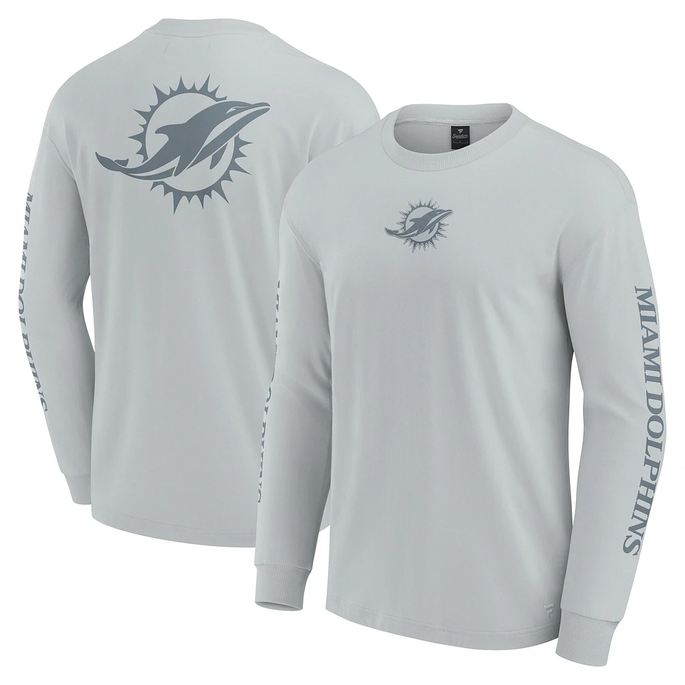 T-shirt à manches longues unisexe Fanatics gris Miami Dolphins Elements Strive