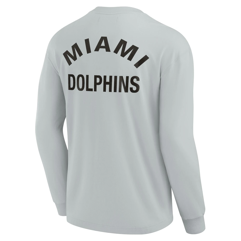 T-shirt unisexe Fanatics gris Miami Dolphins Elements super doux à manches longues